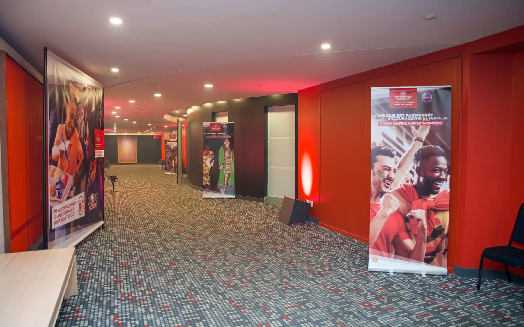 Royal Air Maroc roll-up banners printed and installed by Meeting Point for an event in Montréal