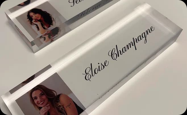 Acrylic desk plaques — Meeting Point project